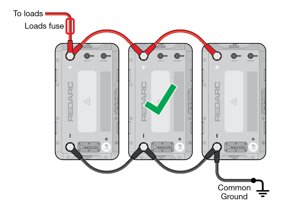 REDLAB batteries wired in parallel wiring diagram.